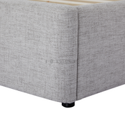 Ashora Bed Frame – Solid Wood Frame with Grey Upholstered Headboard