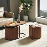 Mira Coffee Table Set With 2 Stools Brown