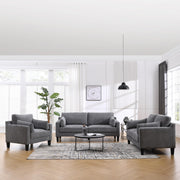 Asha Sofa Dark Grey With Wooden Leg