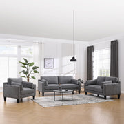 Asha Sofa Dark Grey With Wooden Leg