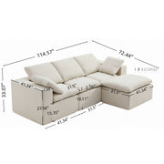 Luna Compressed Cloud Sectional Sofa - Large Size