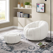 Sable Chair with Ottoman White