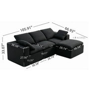 Luna Compressed Cloud Sectional Sofa - Small Size